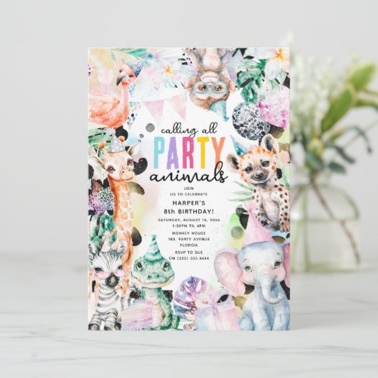 Feest alsof het je verjaardag is Sarfari thema Kin Kaart (Staand voorkant)