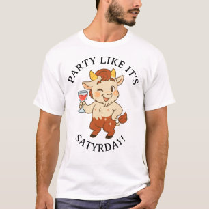 Feest alsof het zaterdag is Schattigee wijnsater m T-shirt