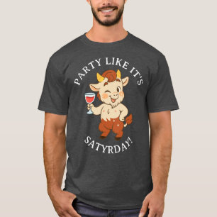 Feest alsof het zaterdag is Schattigee wijnsater m T-shirt