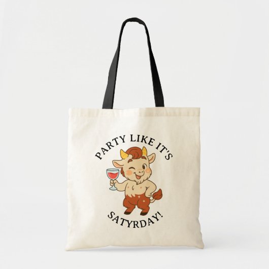 Feest alsof het zaterdag is Schattigee wijnsater m Tote Bag (Voorkant)