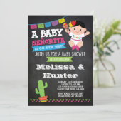 Feest Baby Shower, Schoolbord Uitnodiging (Staand voorkant)