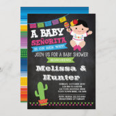 Feest Baby Shower, Schoolbord Uitnodiging (Voorkant / Achterkant)