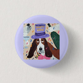 Feest Basset Hound Ronde Button 3,2 Cm