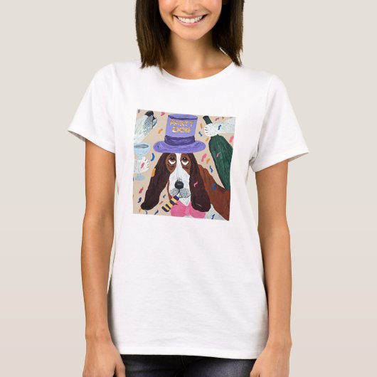 Feest Basset Hound T-shirt (Voorkant)