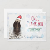 Feest Bedankt Otter draagt kerstmuts Kerstmis Briefkaart (Voorkant / Achterkant)