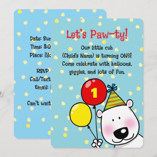 Feest Beer met ballonnen (1e verjaardag) Kaart (Voorkant / Achterkant)