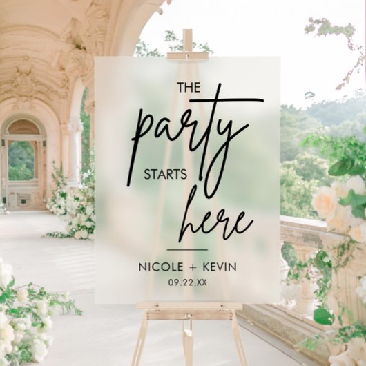 Feest begint hier Bruiloft Welkom Frosted Acryl Bord