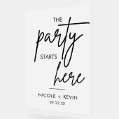 Feest begint hier Bruiloft Welkom Frosted Acryl Bord (Hoek)