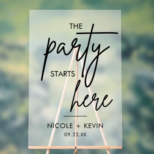 Feest begint hier Bruiloft Welkom Frosted Acryl Bord (Neutraal)