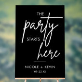 Feest begint hier bruiloft welkom zwart acryl bord (Neutraal)