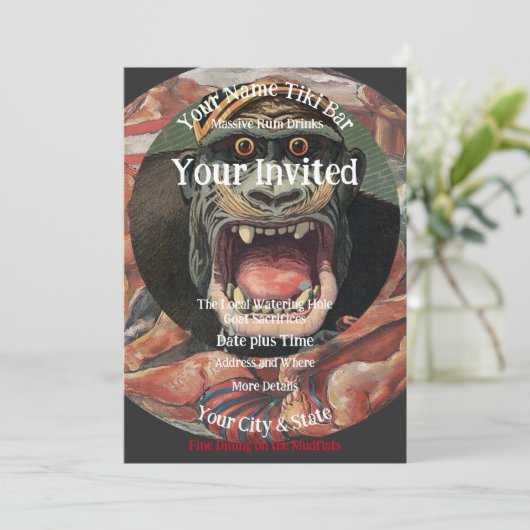 Feest bij de Tiki Bar Rum Drankjes Kaart (Staand voorkant)