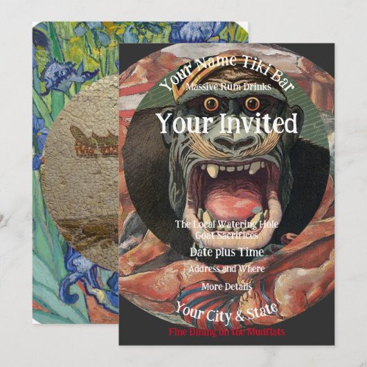 Feest bij de Tiki Bar Rum Drankjes Kaart (Voorkant / Achterkant)