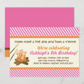 Feest bij het Kampvuur (Roze) Verjaardagsfeest Kaart (Voorkant / Achterkant)