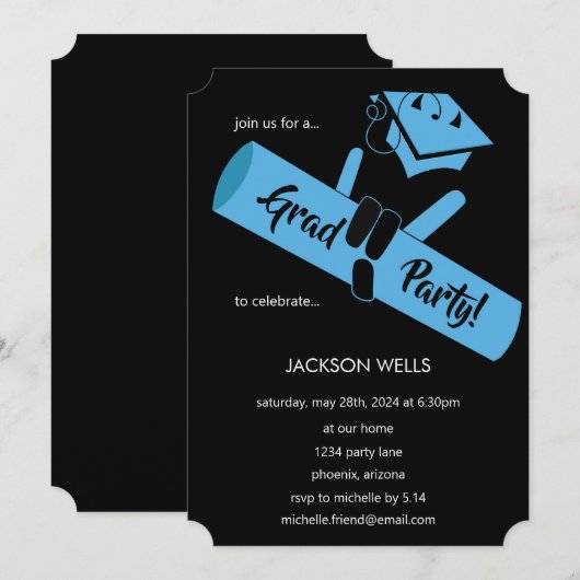 Feest! Blauw Kaart (Voorkant / Achterkant)