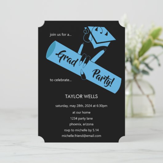 Feest! Blue2 Kaart (Staand voorkant)