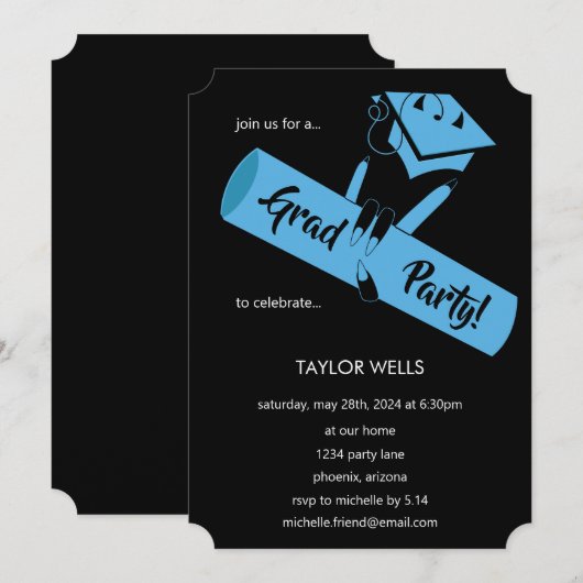 Feest! Blue2 Kaart (Voorkant / Achterkant)