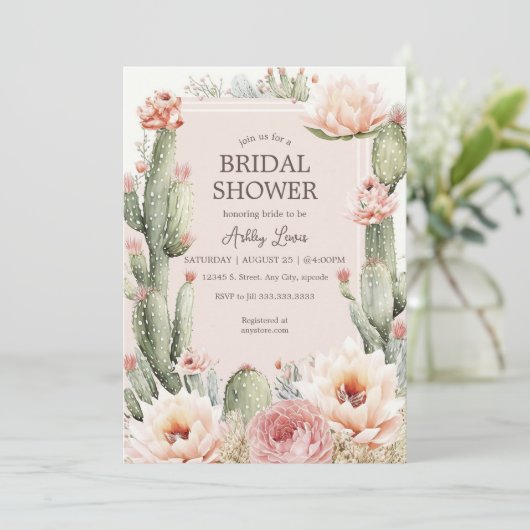 Feest Boho Cactus Bloemen Bruidsmeisjesfeest Kaart (Staand voorkant)