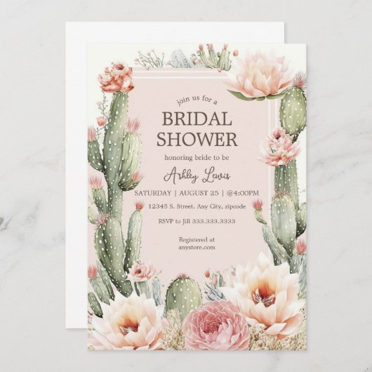 Feest Boho Cactus Bloemen Bruidsmeisjesfeest Kaart (Voorkant / Achterkant)