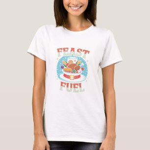 Feest Brandstof Cartoon Eten Pelgrim Hoed Grappige T-shirt