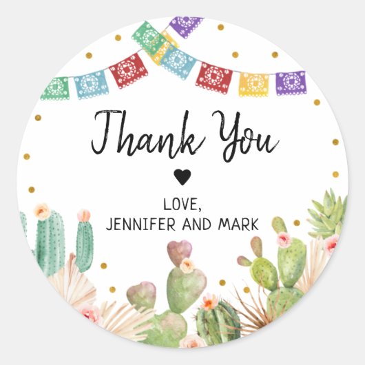 Feest Cactus Boho Bruiloftsborrel Ronde Sticker (Voorkant)