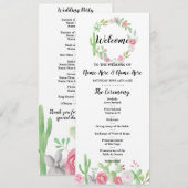 Feest Cactus Bruiloft Programma Bloemen Cacti Mexi Programmakaart (Voorkant / Achterkant)