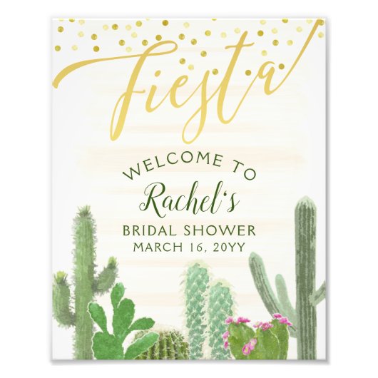 Feest Cactus Goud Script Bruidsmeisjes Borrel Uitn Foto Afdruk (Voorkant)