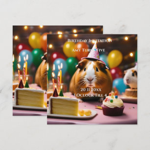 Feest Cavia Viert Feest Met Cake En Ballon, Kaart