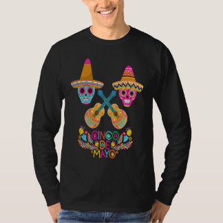Feest Cinco De Mayo Kleurrijke Mexicaanse Schedel  T-shirt