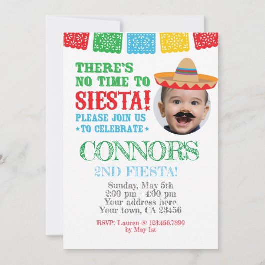 Feest, Cinco de mayo Uitnodiging met foto (Voorkant)