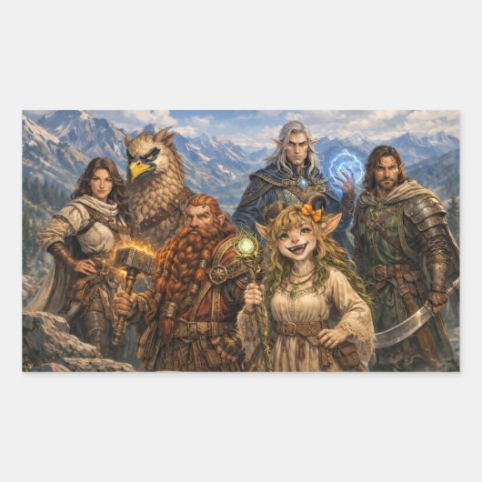 Feest D&D Rechthoekige Sticker (Voorkant)