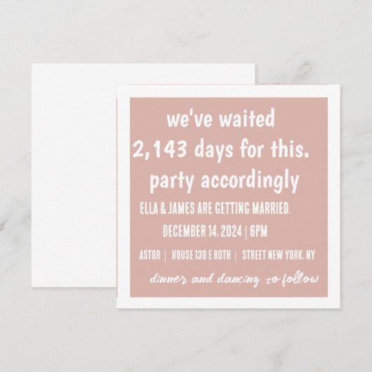 Feest dienovereenkomstig huwelijksuitnodiging (Voorkant / Achterkant)