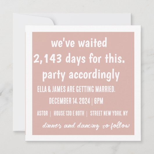 Feest dienovereenkomstig huwelijksuitnodiging (Voorkant)