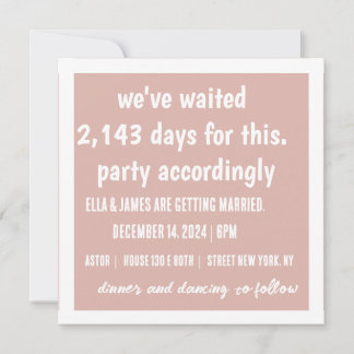 Feest dienovereenkomstig huwelijksuitnodiging