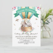 Feest Dieren Heet Luchtballon Gefeliciteerd Kaart (Staand voorkant)