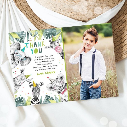 Feest Dieren Jongen Safari Dieren Bedankt Kaart