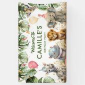 Feest Dieren Jungle Safari Verjaardag Welkom Spandoek (Verticaal)