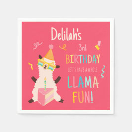 Feest Dieren Lama Verjaardag Meisjes Roze Servet