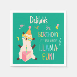 Feest Dieren Llama Verjaardag Meisjes Groen Servet