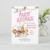 Feest Dieren Roze Verjaardag Kaart (Staand voorkant)