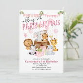 Feest Dieren Roze Verjaardag Kaart (Staand voorkant)