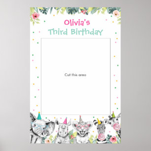 Feest Dieren Safari Meisje Dierenpark Foto Booth F Poster