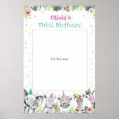 Feest Dieren Safari Meisje Dierentuin Fotohokje Fr Poster (Voorkant)