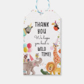 Feest Dieren Safari Meisje Roze Dank Je Wilde Tijd Cadeaulabel (Voorkant)