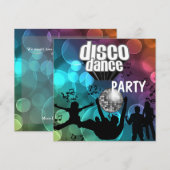Feest Disco Dans Retro Blauwe Bellen Kaart (Voorkant / Achterkant)