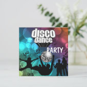 Feest Disco Dans Retro Blauwe Bellen Kaart (Staand voorkant)