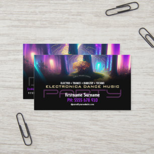Feest DJ Dans Magisch Bos Licht Zakelijke Kaart Visitekaartje