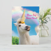 Feest Eenhoorn Paard En Regenboog Kaart (Staand voorkant)