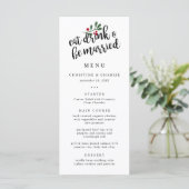Feest Eet Drink en Wees Getrouwd Kerstbessen Menu (Staand voorkant)