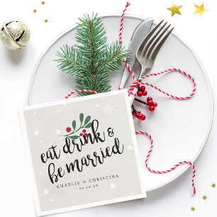 Feest Eet Drink en Wees Getrouwd Kerstbessen Servet