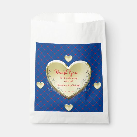 Feest Evenement Blauwe Bruiloft Harten Bedankzakje (Voorkant)